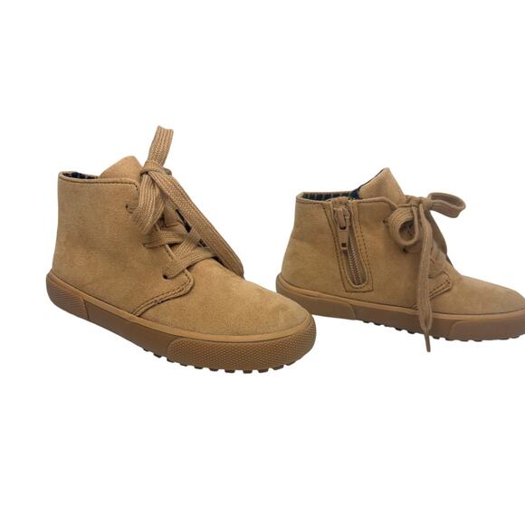 Cat & Jack Faux Suede High Top Boots 9 Tan Toddler Boys Desert Brogan Casual NIB - Picture 3 of 8